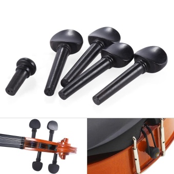 Gambar 1 2 Size Ebony Wood Violin Fiddle Tuning Pegs Endpin Set Replacement Black   intl