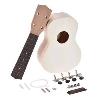 Gambar 21in Soprano Ukelele Ukulele Hawaii Guitar DIY Kit Maple Wood Body   Neck Rosewood Fingerboard with Pegs String Bridge Nut   intl
