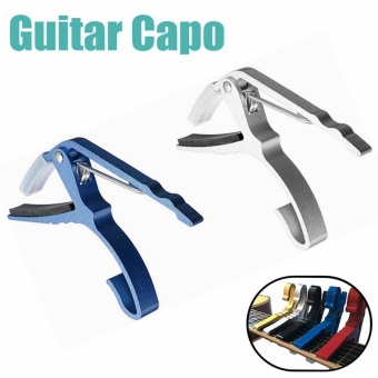 Gambar 2PCS Guitar Capo Clamp for Electric Acoustic Folk Tuba Guitar Quick Trigger Release (Blue + Silver)   intl