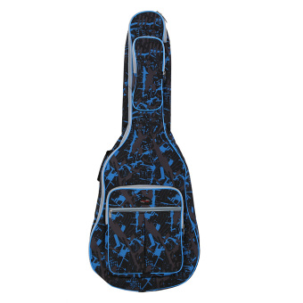 Gambar 600D tahan air kain Oxford kamuflase biru dijahit Double Guitar Gig empuk tali tas kotak jinjing untuk 101,6 cm S Folk gitar klasik akustik