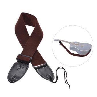 Gambar Adjustable Guitar Shoulder Strap 5cm 2in Wide Polyester Cotton BeltPU Leather Ends for Acoustic Folk Classic Guitars   intl