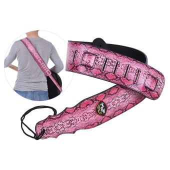 Gambar Adjustable Guitar Shoulder Strap Snakeskin Grain PU Leather 7.2cm   2.8in Width with Pick Pocket Tie for Acoustic Folk Classical Electric Guitar Bass Pink   intl