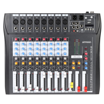 Gambar ammoon CT80S USB 8 Channel Digital Mic Line Audio Mixing MixerConsole with 48V Phantom Power for Recording DJ Stage Karaoke MusicAppreciation