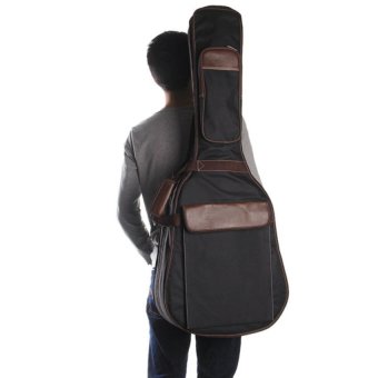 Gambar Generic Black Folk Acoustic Guitar Gig Bag Case PU PaddedWaterproof for 39 40 41 inch