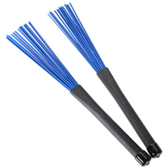 Gambar Gracefulvara 1 Pair Black Retractable Rubber Handles Jazz Drum Brushes Sticks Blue Nylon