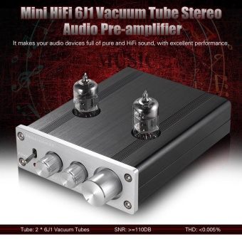 Gambar Mini HiFi 6J1 Vacuum Tube Stereo Audio Pre amplifier Buffer PreampAluminum Alloy with Power Adapter   intl