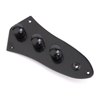 Gambar Musiclily 3 Bands Wired Control Plate Fully Loaded Assembly PreampSet for Fender Jazz Bass JB Guitar, Black   intl