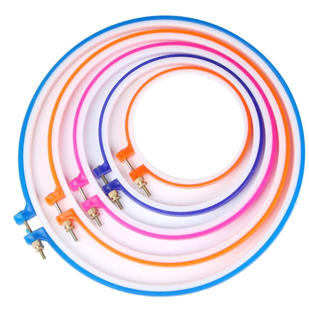 6 PCS Embroidery Cross Stitch Hoops Circle Ring Set for DIY ArtCraft Needle Arts Fabric Painting