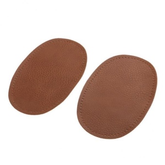 Gambar BolehDeals Pair of Leather Oval Sew on Elbow Knee Patches Coffee   intl