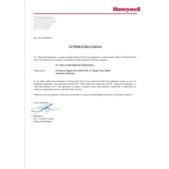 Honeywell Pemanas Air Tenaga Surya