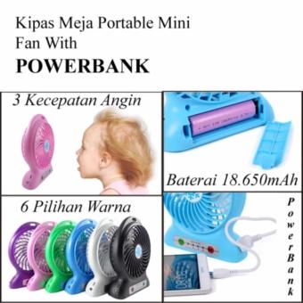 Gambar Kipas Angin Meja Rechargeable Portable Mini Fan Bisa Untuk PowerBank 18.650mAh