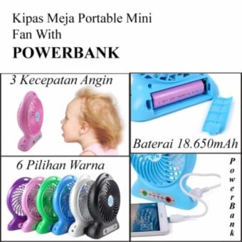 Gambar Kipas Angin Meja Rechargeable Portable Mini Fan Bisa UntukPowerBank 18.650mAh
