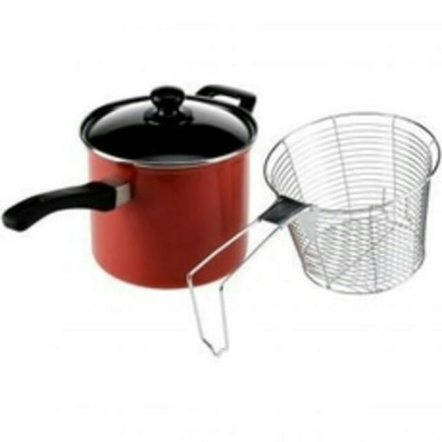Multi Fryer Non Stick 18Cm + Tutup Kaca Tempered Glass By Maspion