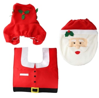 Gambar powercreat Christmas Santa Warm Toilet Tank Cover ,Rug ,Tissue BoxCover Bathroom Set   intl