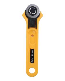 Gambar qoovan Rotary Cutter Knife Cloth Cutting Knife Cutter,StainlessSteel Round Blade Diameter 28mm,Yellow