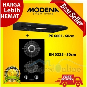 Gambar TERBARU PAKET Kompor Tanam Modena BH 0325 2 Tungku + Cooker Hood PX 6001 Harga Pabrik