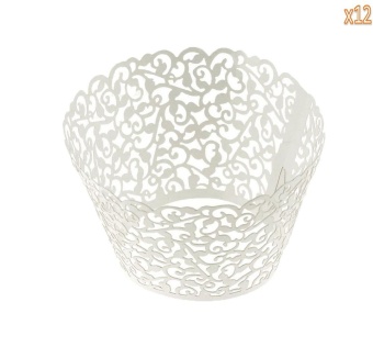 Gambar zoowop 12 Pcs Cupcake Wrapper Paper Design Carrier Cups for WeddingParty Decoartion (White)   intl