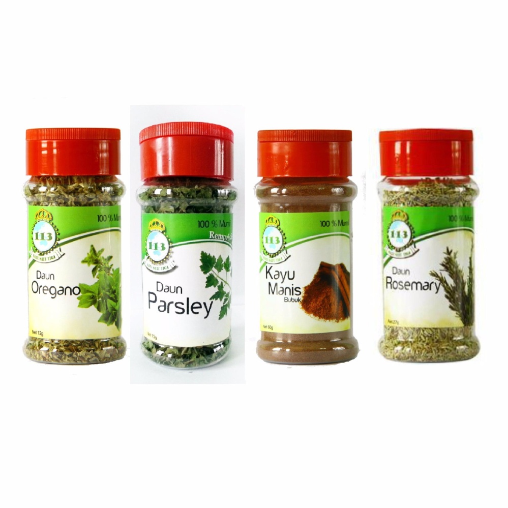 (HEMAT!!) TheOrganicStop Paket Bumbu Barat Botol isi 4 - Oregano, Parsley, Kayu Manis, Romemary.