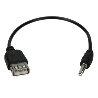 Gambar 0,35 m Male Audio tambahan untuk USB 2,0 mobil perempuan MP3 konverter kabel (hitam)