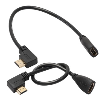 Gambar 0.3m HDMI Female to Right  Left 90 Degree Male Cable 1.4V for PS4TV DVD   intl