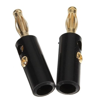 Gambar 1 pair Speaker Cable Amp 4mm Gold Plated Audio Screw Banana Plug Connector   intl