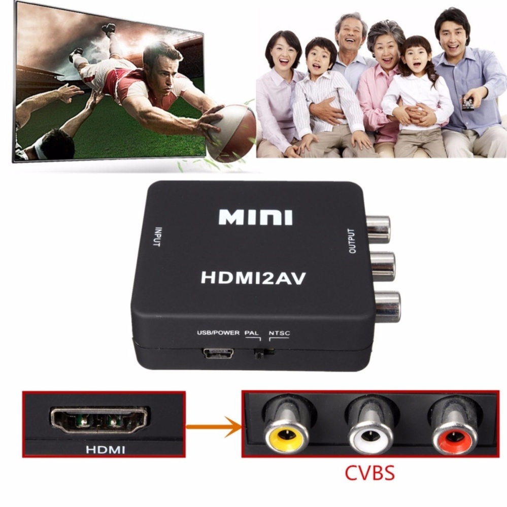 1080P Mini HDMI to RCA Audio Video AV CVBS HD TV VCR VHS DVD Adapter Converter - intl