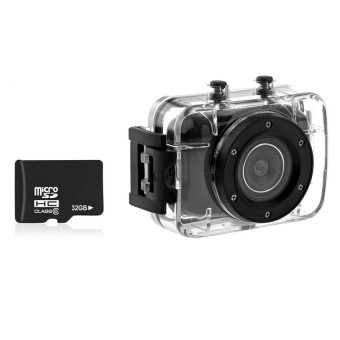 123S 2.0-inch Touch Screen 10M Waterproof Sports Digital Camera DV Camcorder with 16GB Micro SD TF Card (Black)  