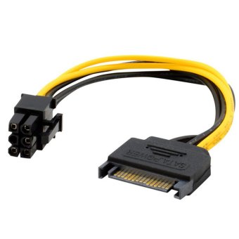 Gambar 15pin SATA Power to 6pin PCI e PCI Express Adapter Cable Video Card