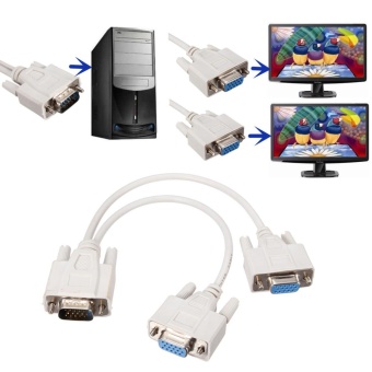 Gambar 15Pin VGA 1 Male To 2 Female Monitor Y Splitter Cable Lead LCD forPC Desktop   intl