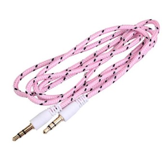 Gambar 1M Woven 3.5mm Male to 3.5mm Male Audio Cable Cord for PC iPhoneMP4 (Pink)
