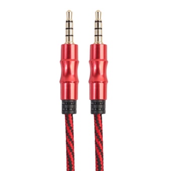 Gambar 1m 3.3ft 3.5mm Male to Male Gold Plated Braided Audio Cable Cord(Red)   intl