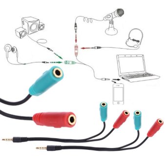 2 In 1 Splitter 4 Pole 3.5mm Audio Headset To 2 Female JackHeadphone ( 2pcs) - Intl April 2018 - 3 2 in 1 Splitter 4 Pole 3.5mm Audio Headset to 2 Female JackHeadphone ( 2pcs) - intl - 3