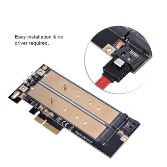 Gambar 2 port NGFF   M.2 B + M kunci untuk PCI   E 4 X adaptor kartu SSD SATA untuk PCI Express PCI   E