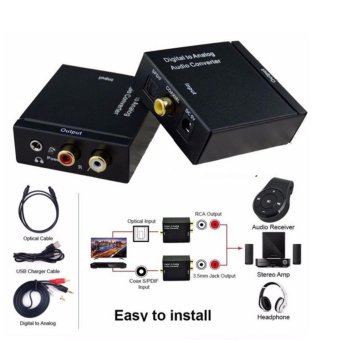 Gambar 2017 Newest 3.5mm Digital Coaxial Toslink Optical to Analog L R RCAAudio Converter Adapter High Quality   intl