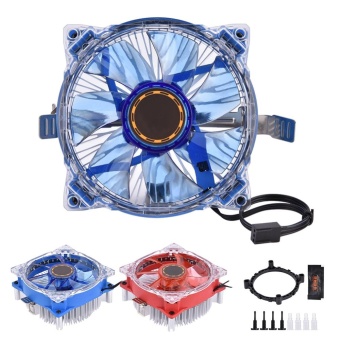 Gambar 25 LED Lights Computer CPU Cooling Cooler Ultra quiet Fan Heat SinkFor Intel AMD Desktops Blue   intl