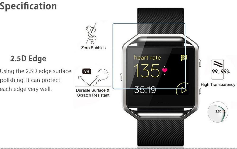 2Pc 9H Premium Real Tempered Glass Screen Protector For FitbitBlaze Smart Watch -