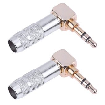 Gambar 2pcs Gold plated 3.5mm Stereo 3 Pole Male Plug 90 degree AudioConnector   intl