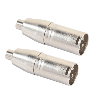 Gambar 2Pcs Metal XLR 3 Pin Male to RCA Female Audio Jack Adapter Plug   intl