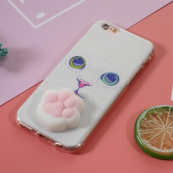 Gambar 3 D silikon licin kucing Paw TPU Shell untuk iPhone 6s 6   menawan kucing