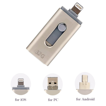 3-in-1 32 G ekspansi memori Flash Disk USB OTG Lightning Disk U untuk iPhone iPad Android Handphone dan komputer - International