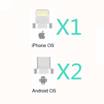 Gambar 3 in 1 Magnetic Lighting USB Charging and Data Transmission Cable Type C Nylon Braided Sync Cord with High Speed Data Transfer for iOS Android Systems(2 Micro USB connector and 1 Lightening connector) intl