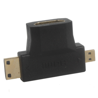 Gambar 3 in 1 mikro HDMI Male + mini HDMI Male untuk HDMI 1.4 perempuanadaptor kabel
