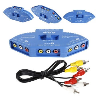 Gambar 3 Input 1 Output Audio Video AV Selector Switch Splitter Box withRCA Cable Blue   intl