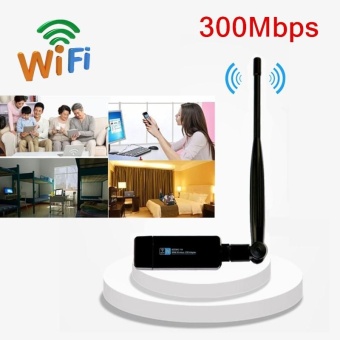 Gambar 300Mbps Wireless USB WiFi Network Card LAN Adapter Dongle PC Laptop + Antenna   intl