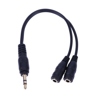 Gambar 3.5mm 1 Male to 2 Female Y Splitter Stereo Extension AudioCable(Black)   intl