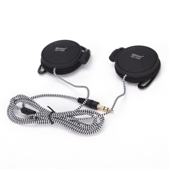 Gambar 3.5mm Ear Hanging Type Earphone Super Bass Headset With Mic ForMobile Phone Black intl