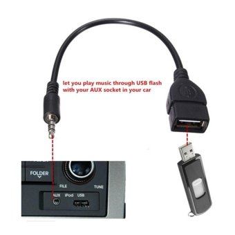 Gambar 3.5mm Male AUX Audio To USB 2.0 Type A Female Car Converter AdapterCable Lead   intl