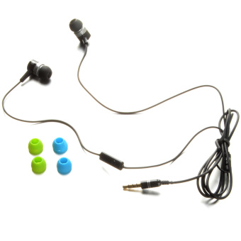 Gambar 3.5mm Stereo Metal Earphone Headset with Mic for iPhone Samsung HTCMobiles (Black)