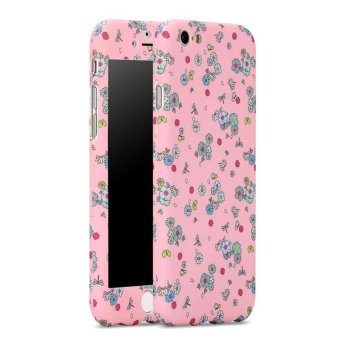 Gambar 360 Degree Protective All around Slim Beautiful Flower Design FitCase Cover Skin with Tempered Glass Screen Protector for iPhone 6Plus   6s Plus (Multicolor)   intl