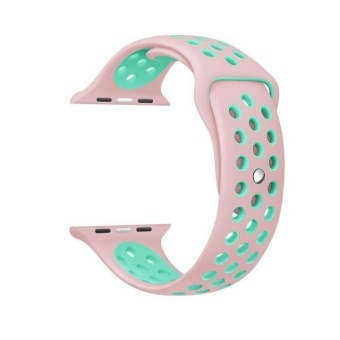 Gambar 38mm 11 Size Strap Silicon Sports Watch Band Strap for Apple Watch  Pink and Green   intl